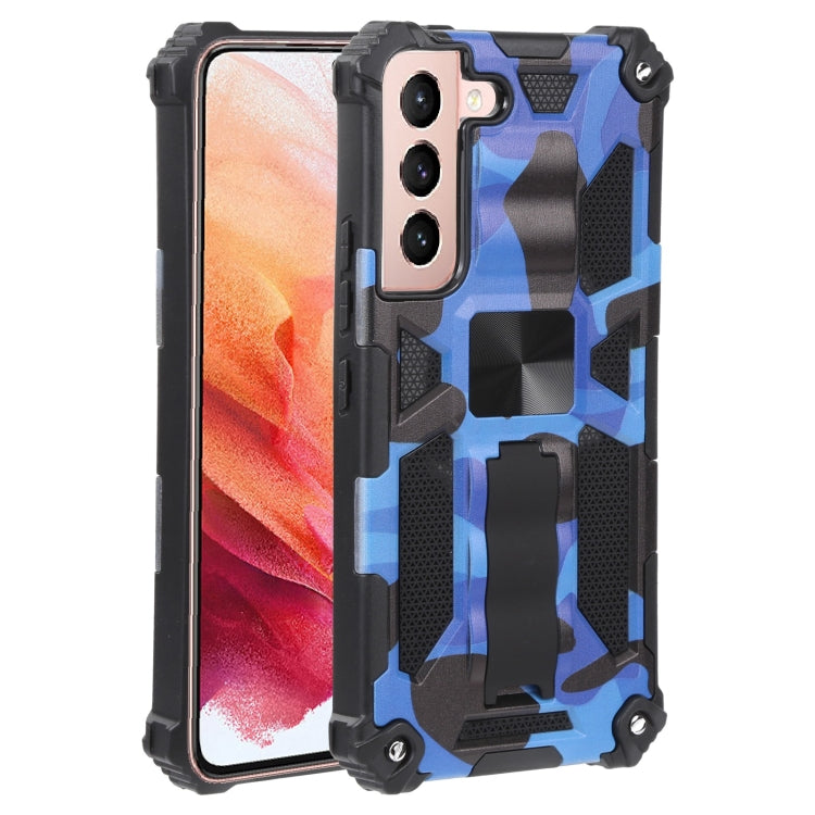 For Samsung Galaxy S22 5G Camouflage Armor Kickstand TPU + PC Magnetic Phone Case(Dark Blue) - Galaxy S22 5G Cases by buy2fix | Online Shopping UK | buy2fix