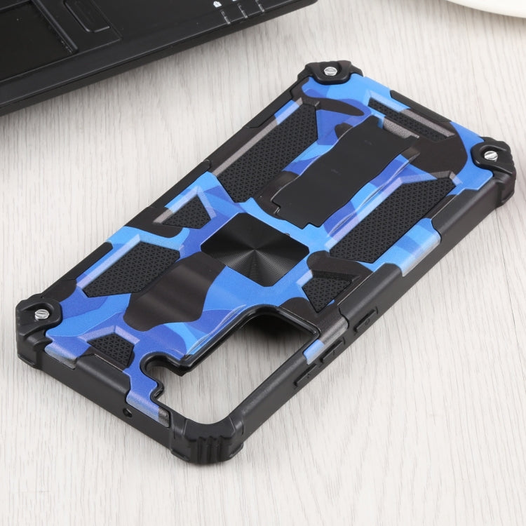 For Samsung Galaxy S22 5G Camouflage Armor Kickstand TPU + PC Magnetic Phone Case(Dark Blue) - Galaxy S22 5G Cases by buy2fix | Online Shopping UK | buy2fix