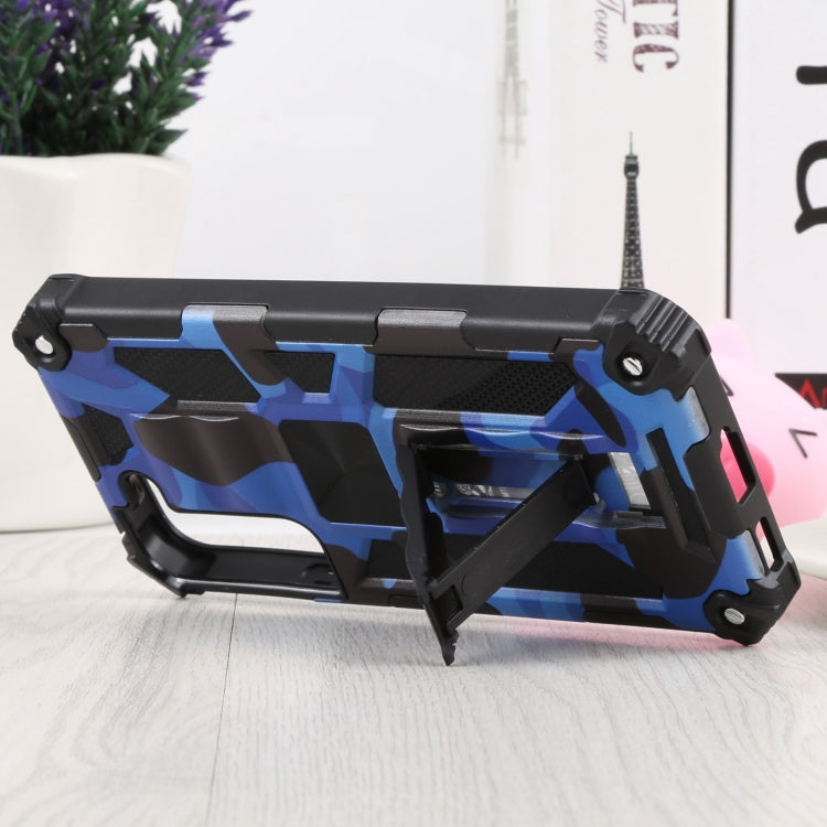 For Samsung Galaxy S22 5G Camouflage Armor Kickstand TPU + PC Magnetic Phone Case(Dark Blue) - Galaxy S22 5G Cases by buy2fix | Online Shopping UK | buy2fix