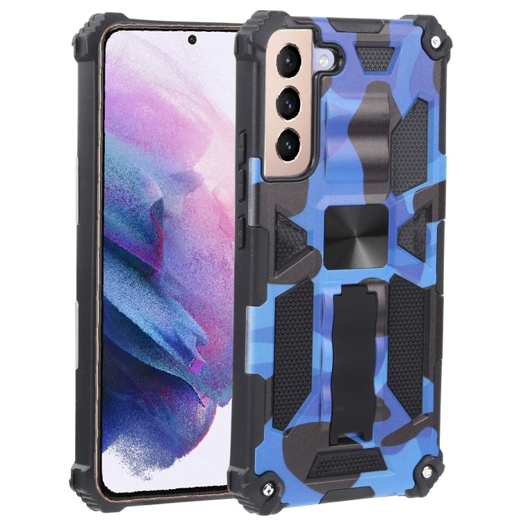 For Samsung Galaxy S22+ 5G Camouflage Armor Kickstand TPU + PC Magnetic Phone Case(Dark Blue) - Galaxy S22+ 5G Cases by buy2fix | Online Shopping UK | buy2fix