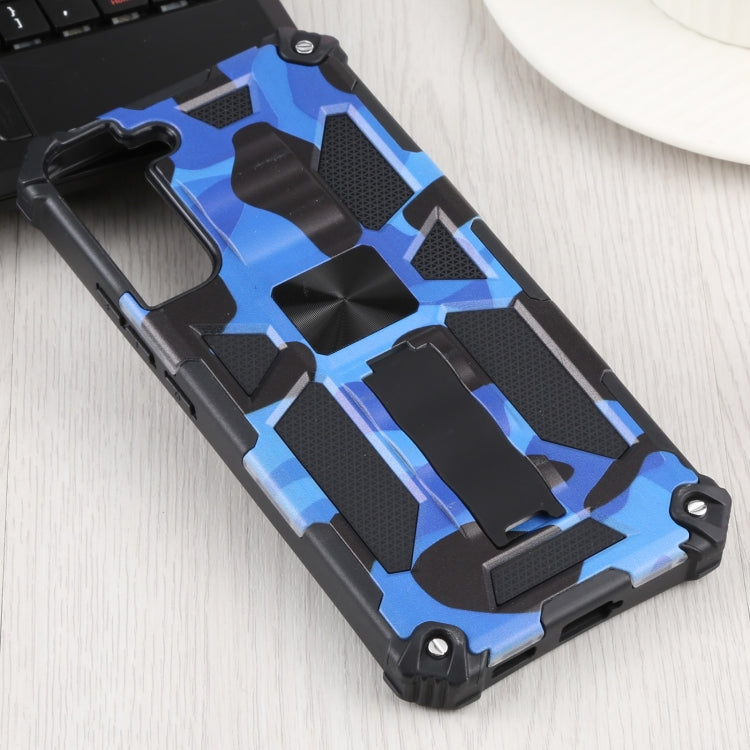 For Samsung Galaxy S22+ 5G Camouflage Armor Kickstand TPU + PC Magnetic Phone Case(Dark Blue) - Galaxy S22+ 5G Cases by buy2fix | Online Shopping UK | buy2fix