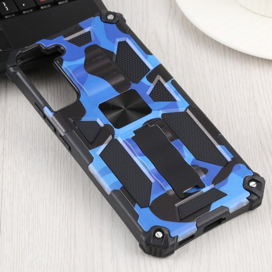 For Samsung Galaxy S22+ 5G Camouflage Armor Kickstand TPU + PC Magnetic Phone Case(Dark Blue) by buy2fix