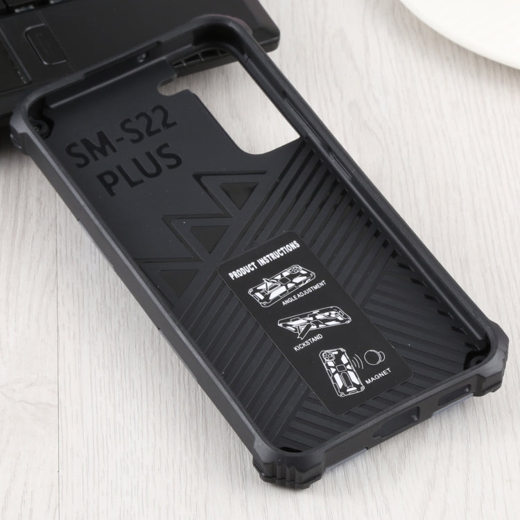 For Samsung Galaxy S22+ 5G Camouflage Armor Kickstand TPU + PC Magnetic Phone Case(Dark Blue) - Galaxy S22+ 5G Cases by buy2fix | Online Shopping UK | buy2fix