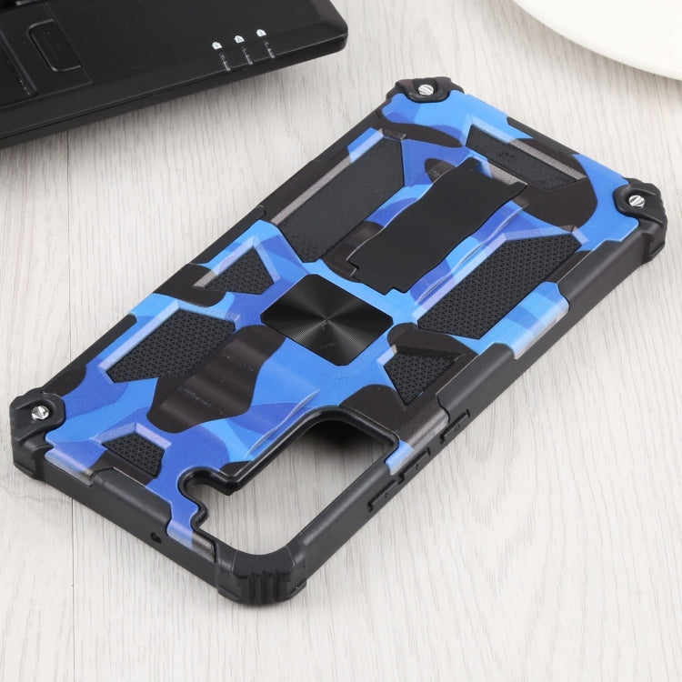 For Samsung Galaxy S22+ 5G Camouflage Armor Kickstand TPU + PC Magnetic Phone Case(Dark Blue) - Galaxy S22+ 5G Cases by buy2fix | Online Shopping UK | buy2fix
