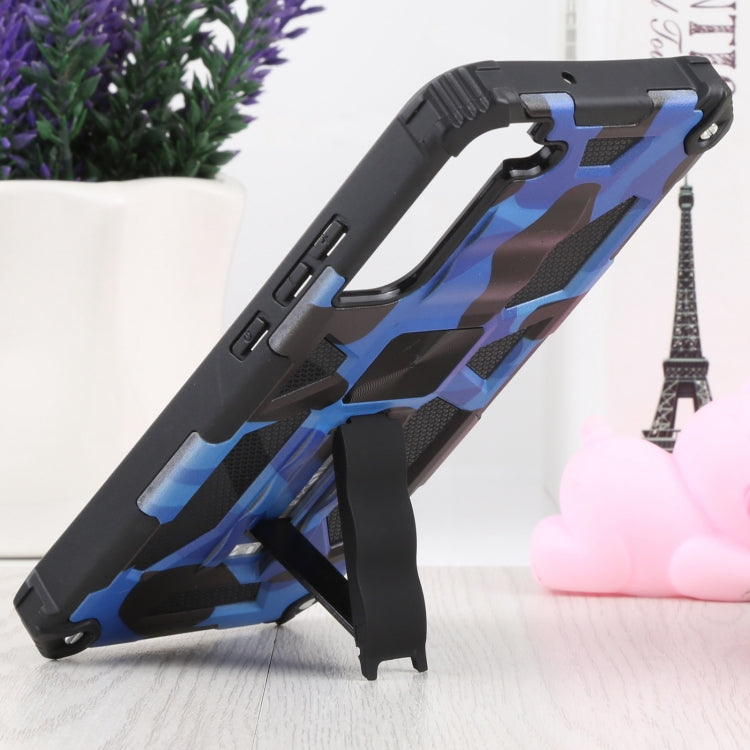 For Samsung Galaxy S22+ 5G Camouflage Armor Kickstand TPU + PC Magnetic Phone Case(Dark Blue) - Galaxy S22+ 5G Cases by buy2fix | Online Shopping UK | buy2fix