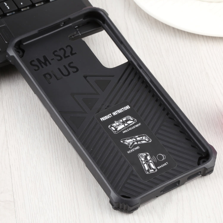 For Samsung Galaxy S22+ 5G Camouflage Armor Kickstand TPU + PC Magnetic Phone Case(Army Green) - Galaxy S22+ 5G Cases by buy2fix | Online Shopping UK | buy2fix