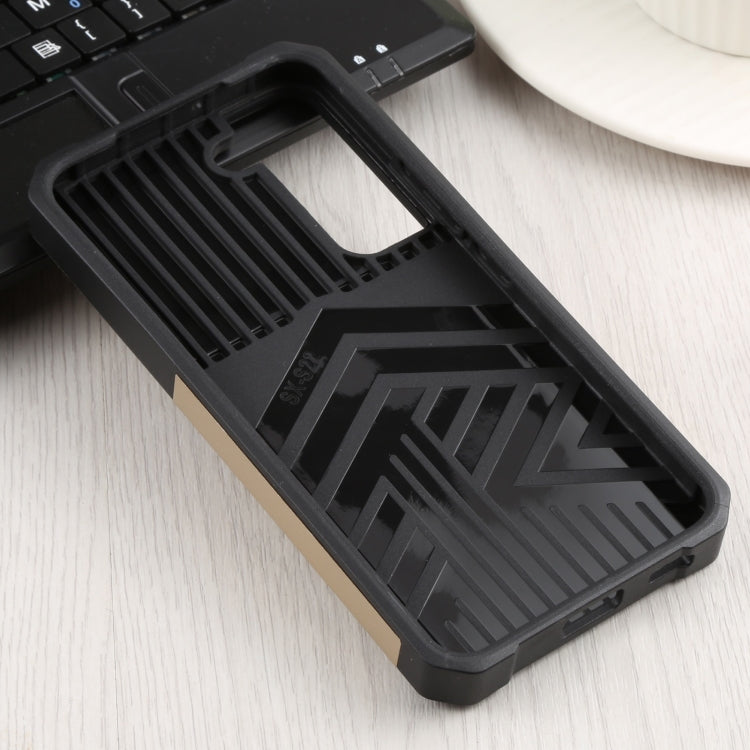 For Samsung Galaxy S22 5G Sliding Camera Cover Design PC + TPU Shockproof Phone Case with Ring Holder & Card Slot(Gold) - Galaxy S22 5G Cases by buy2fix | Online Shopping UK | buy2fix