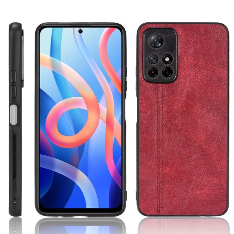 For Xiaomi Redmi Note 11 5G Sewing Cow Pattern Skin Phone Case(Red) - Xiaomi Cases by buy2fix | Online Shopping UK | buy2fix
