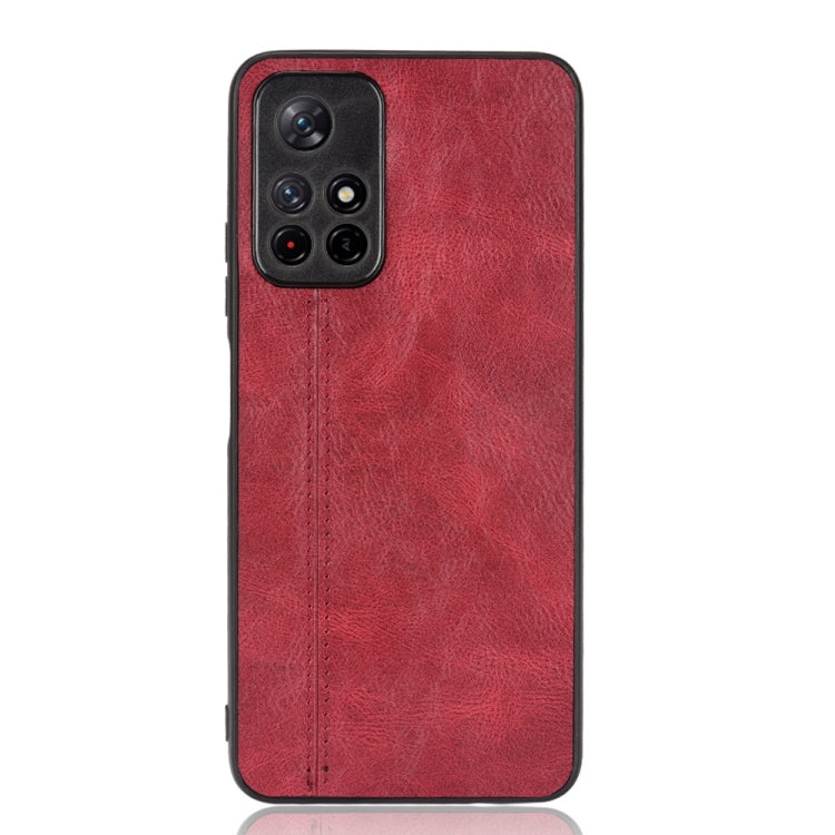 For Xiaomi Redmi Note 11 5G Sewing Cow Pattern Skin Phone Case(Red) - Xiaomi Cases by buy2fix | Online Shopping UK | buy2fix