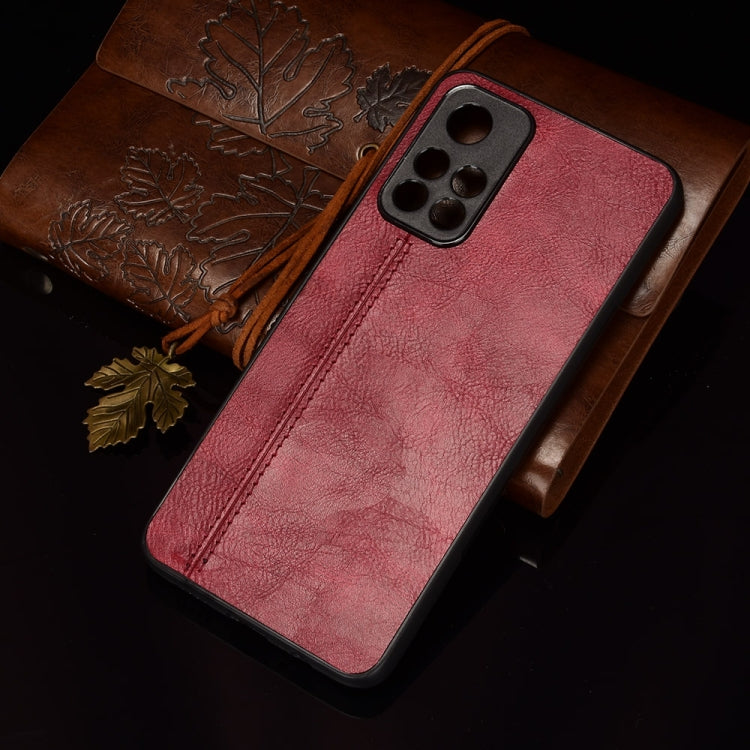 For Xiaomi Redmi Note 11 5G Sewing Cow Pattern Skin Phone Case(Red) - Xiaomi Cases by buy2fix | Online Shopping UK | buy2fix
