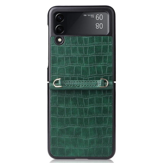 For Samsung Galaxy Z Flip3 5G Siamese Bamboo Texture Phone Case with Lanyard(Green) by buy2fix
