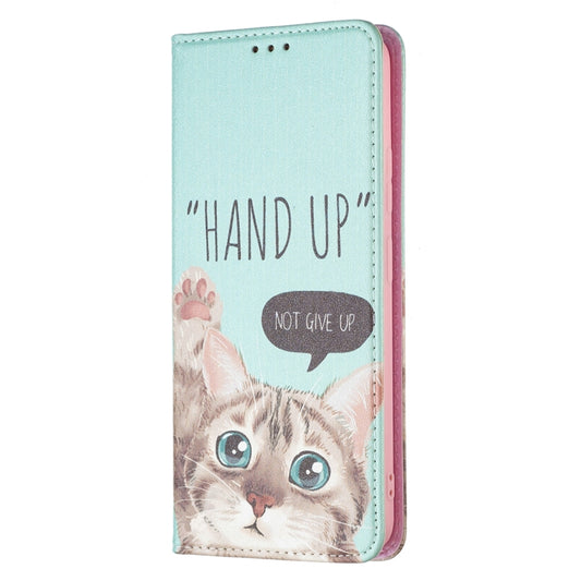 For Xiaomi Redmi Note 11 5G Colored Drawing Invisible Magnetic PU Leather Phone Case(Cat) by buy2fix