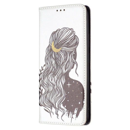 For Xiaomi Redmi Note 11 5G Colored Drawing Invisible Magnetic PU Leather Phone Case(Girl) by buy2fix
