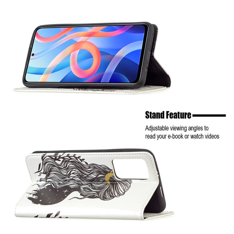 For Xiaomi Redmi Note 11 5G Colored Drawing Invisible Magnetic PU Leather Phone Case(Girl) - Xiaomi Cases by buy2fix | Online Shopping UK | buy2fix