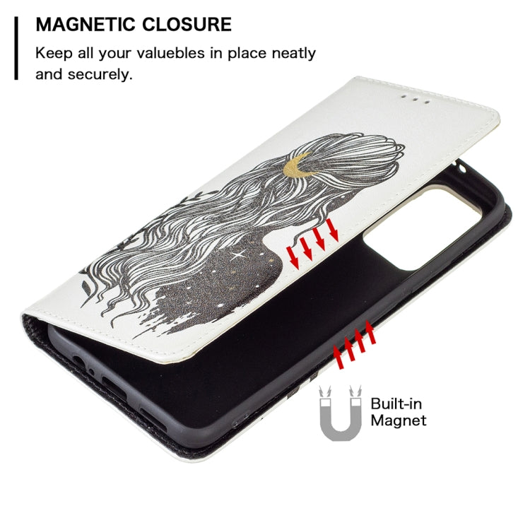For Xiaomi Redmi Note 11 5G Colored Drawing Invisible Magnetic PU Leather Phone Case(Girl) - Xiaomi Cases by buy2fix | Online Shopping UK | buy2fix