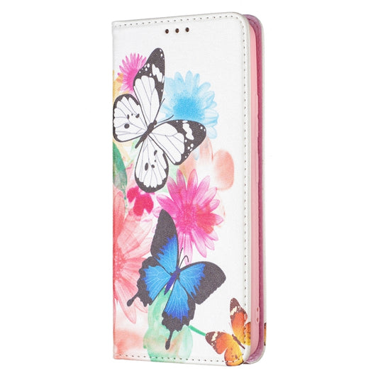For Xiaomi Redmi Note 11 5G Colored Drawing Invisible Magnetic PU Leather Phone Case(Two Butterflies) by buy2fix