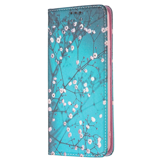 For Xiaomi Redmi Note 11 5G Colored Drawing Invisible Magnetic PU Leather Phone Case(Plum Blossom) by buy2fix