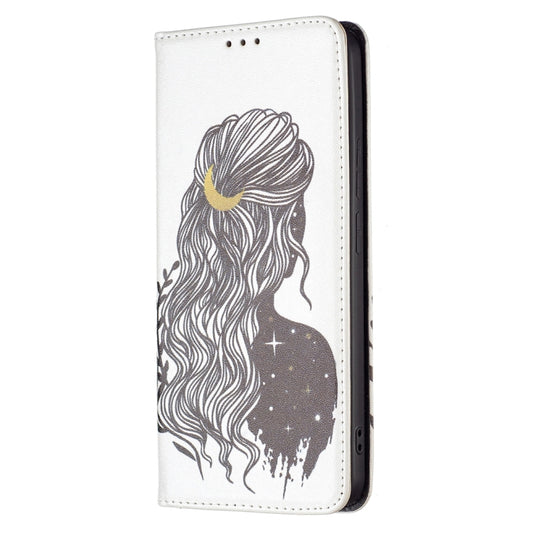 For Xiaomi Redmi Note 11 Pro 5G / 11 Pro+ 5G Colored Drawing Pattern Invisible Magnetic Leather Phone Case(Girl) by buy2fix