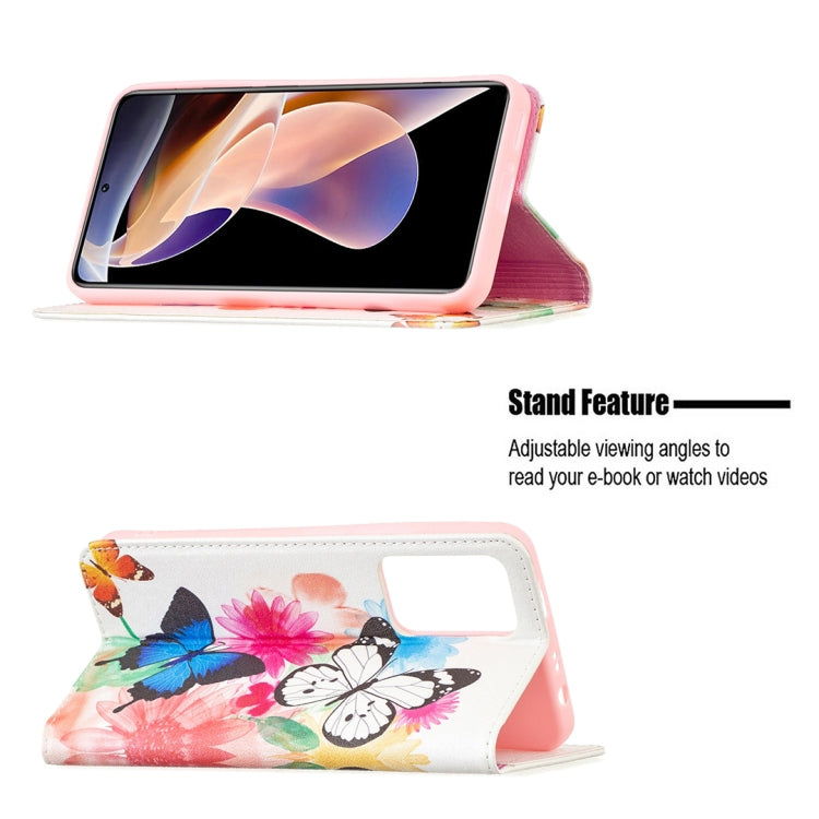 For Xiaomi Redmi Note 11 Pro 5G / 11 Pro+ 5G Colored Drawing Pattern Invisible Magnetic Leather Case(Two Butterflies) - Xiaomi Cases by buy2fix | Online Shopping UK | buy2fix