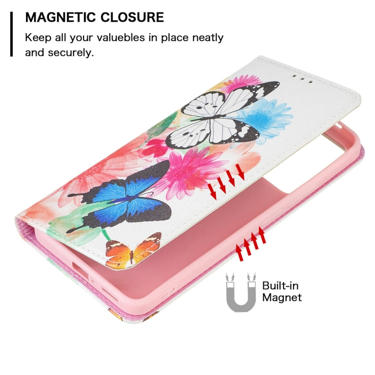 For Xiaomi Redmi Note 11 Pro 5G / 11 Pro+ 5G Colored Drawing Pattern Invisible Magnetic Leather Case(Two Butterflies) - Xiaomi Cases by buy2fix | Online Shopping UK | buy2fix