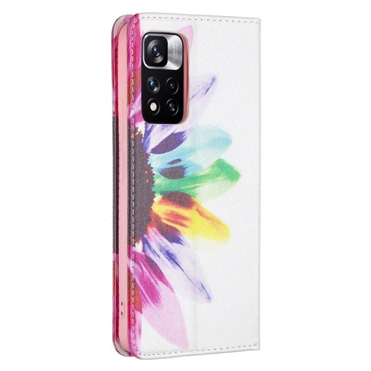 For Xiaomi Redmi Note 11 Pro 5G / 11 Pro+ 5G Colored Drawing Pattern Invisible Magnetic Leather Phone Case(Sun Flower) - Xiaomi Cases by buy2fix | Online Shopping UK | buy2fix
