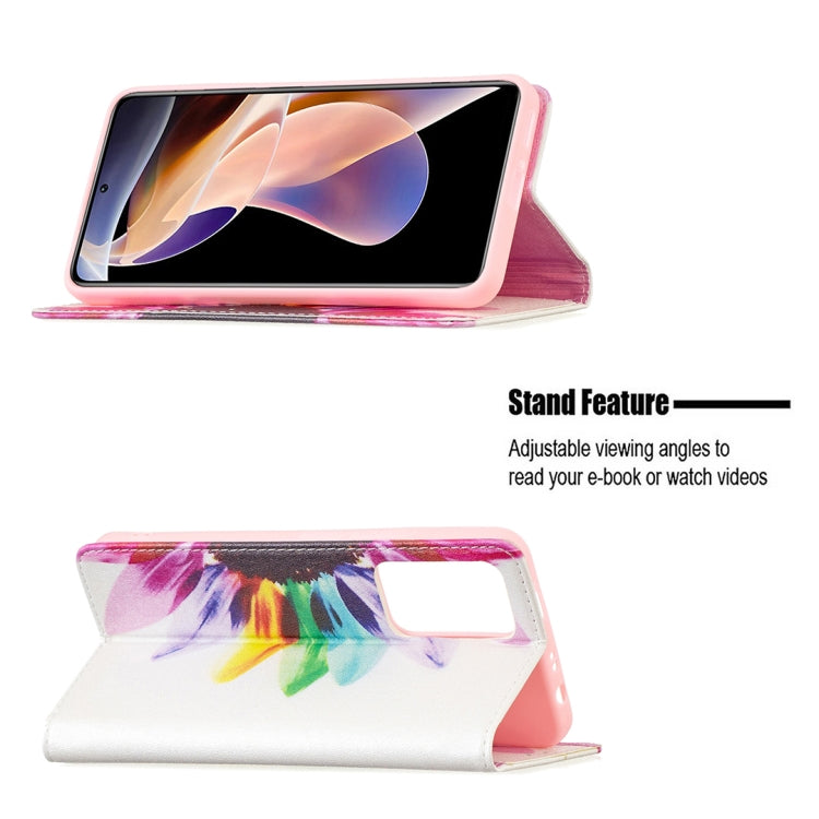 For Xiaomi Redmi Note 11 Pro 5G / 11 Pro+ 5G Colored Drawing Pattern Invisible Magnetic Leather Phone Case(Sun Flower) - Xiaomi Cases by buy2fix | Online Shopping UK | buy2fix