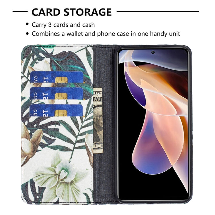 For Xiaomi Redmi Note 11 Pro 5G / 11 Pro+ 5G Colored Drawing Pattern Invisible Magnetic Leather Phone Case(Red Leaves) - Xiaomi Cases by buy2fix | Online Shopping UK | buy2fix