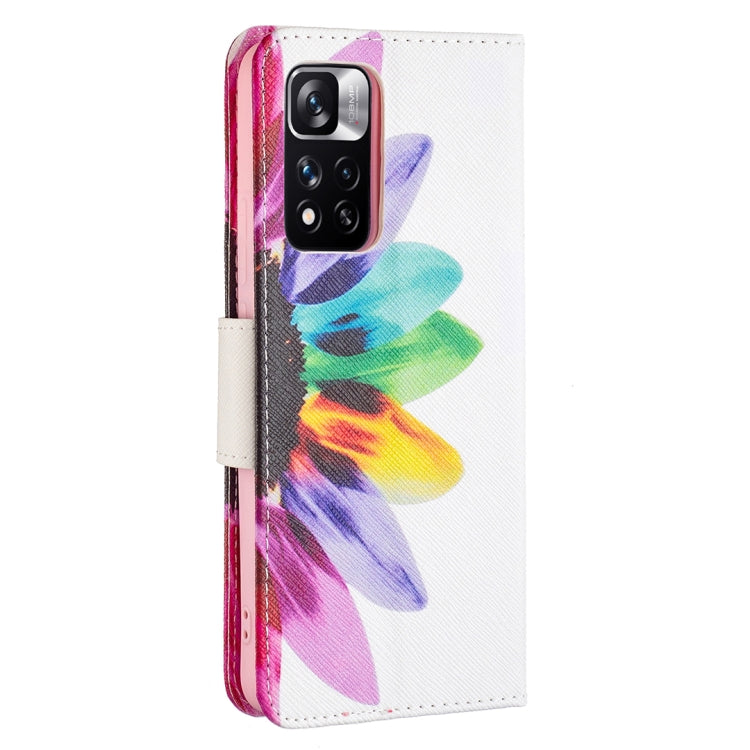 For Xiaomi Redmi Note 11 Pro / 11 Pro+ Colored Drawing Pattern Leather Phone Case(Sun Flower) - Xiaomi Cases by buy2fix | Online Shopping UK | buy2fix
