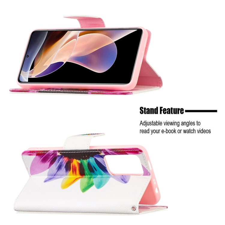 For Xiaomi Redmi Note 11 Pro / 11 Pro+ Colored Drawing Pattern Leather Phone Case(Sun Flower) - Xiaomi Cases by buy2fix | Online Shopping UK | buy2fix