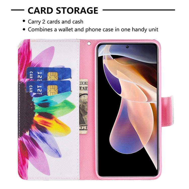 For Xiaomi Redmi Note 11 Pro / 11 Pro+ Colored Drawing Pattern Leather Phone Case(Sun Flower) - Xiaomi Cases by buy2fix | Online Shopping UK | buy2fix