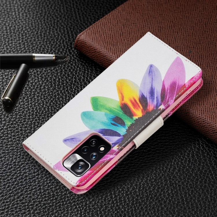 For Xiaomi Redmi Note 11 Pro / 11 Pro+ Colored Drawing Pattern Leather Phone Case(Sun Flower) - Xiaomi Cases by buy2fix | Online Shopping UK | buy2fix