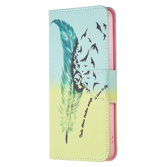 For Xiaomi Redmi Note 11 Pro / 11 Pro+ Colored Drawing Pattern Leather Phone Case(Feather) by buy2fix