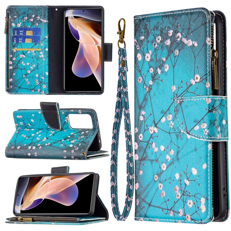 For Xiaomi Redmi Note 11 Pro / 11 Pro+ Colored Drawing Pattern Zipper Leather Phone Case(Plum Blossom) - Xiaomi Cases by buy2fix | Online Shopping UK | buy2fix