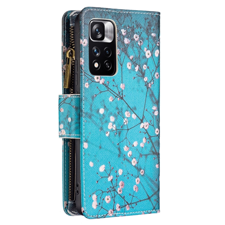 For Xiaomi Redmi Note 11 Pro / 11 Pro+ Colored Drawing Pattern Zipper Leather Phone Case(Plum Blossom) - Xiaomi Cases by buy2fix | Online Shopping UK | buy2fix