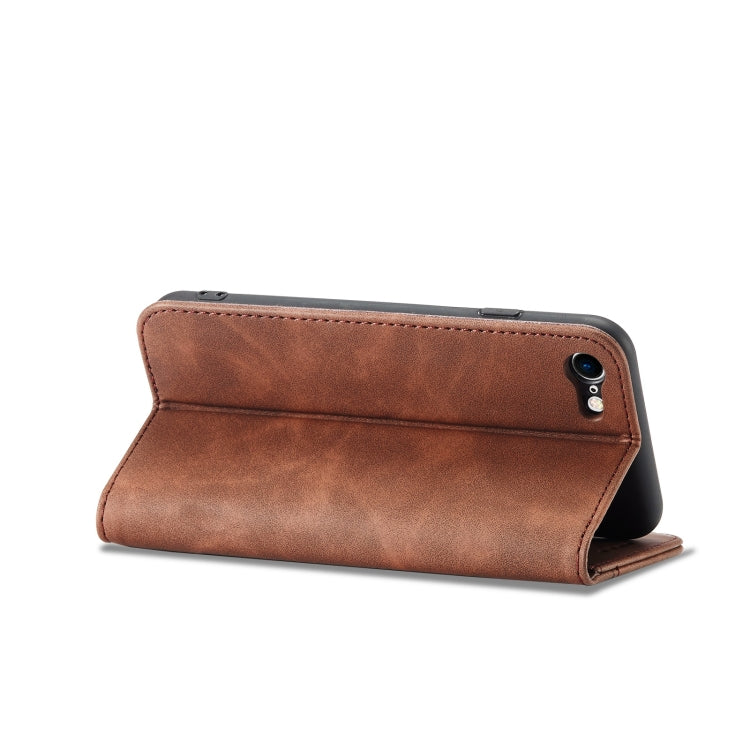 For iPhone SE 2022 / SE 2020 / 8 / 7 Magnetic Dual-fold Leather Case(Coffee) - iPhone SE 2022 / 2020 / 8 / 7 Cases by buy2fix | Online Shopping UK | buy2fix