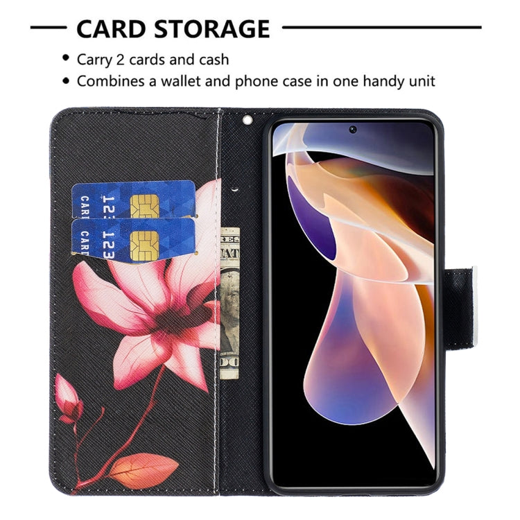 For Xiaomi Redmi Note 11 Pro / 11 Pro+ Colored Drawing Leather Phone Case(Lotus) - Xiaomi Cases by buy2fix | Online Shopping UK | buy2fix