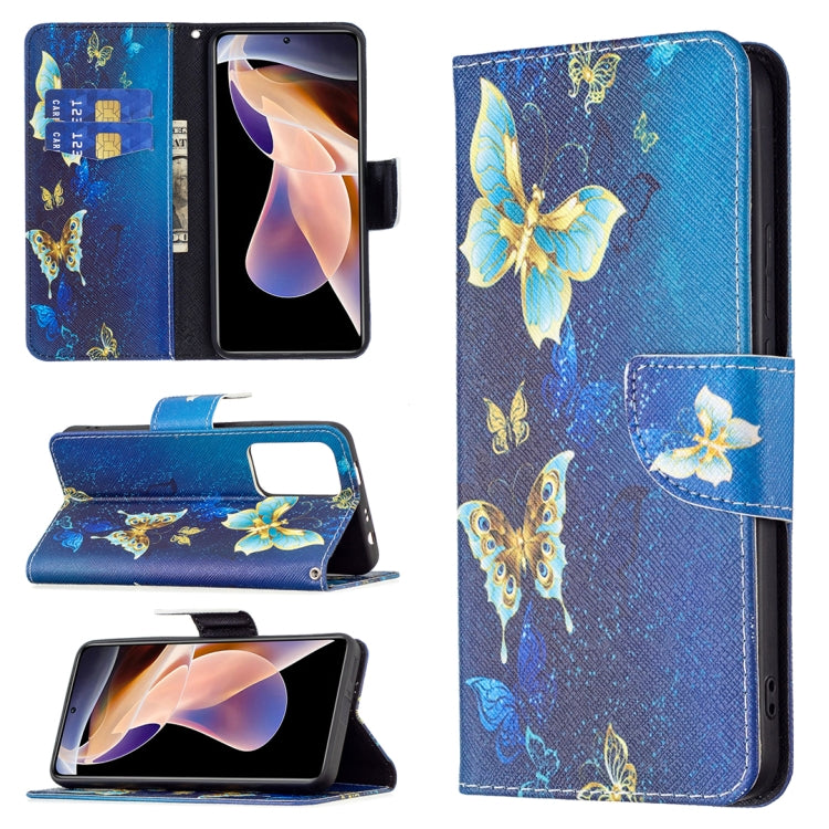 For Xiaomi Redmi Note 11 Pro / 11 Pro+ Colored Drawing Leather Phone Case(Gold Butterfly) - Xiaomi Cases by buy2fix | Online Shopping UK | buy2fix