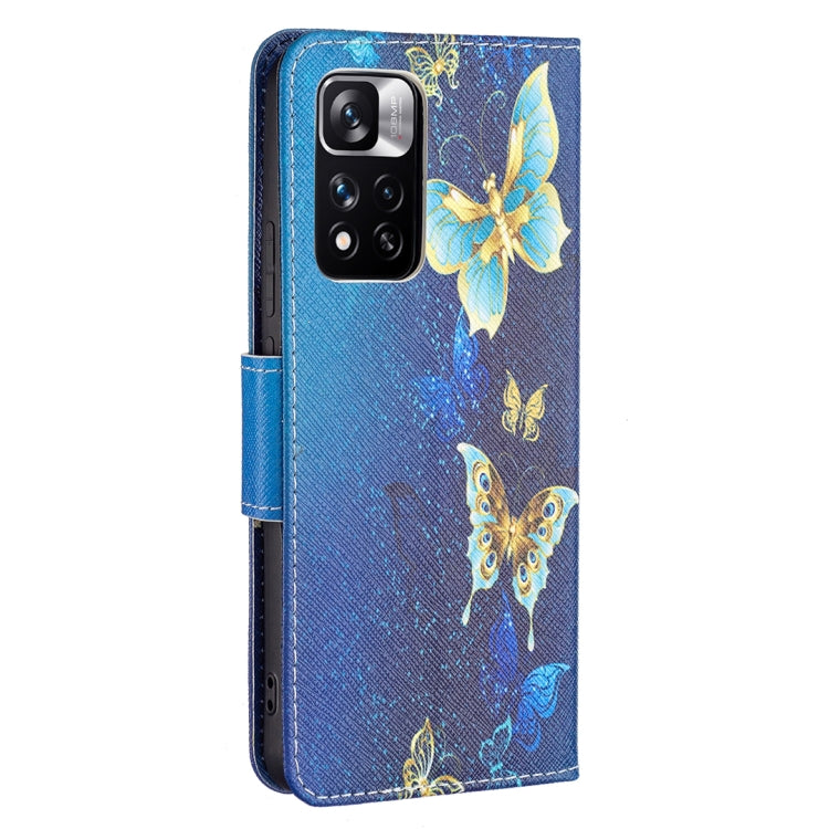For Xiaomi Redmi Note 11 Pro / 11 Pro+ Colored Drawing Leather Phone Case(Gold Butterfly) - Xiaomi Cases by buy2fix | Online Shopping UK | buy2fix