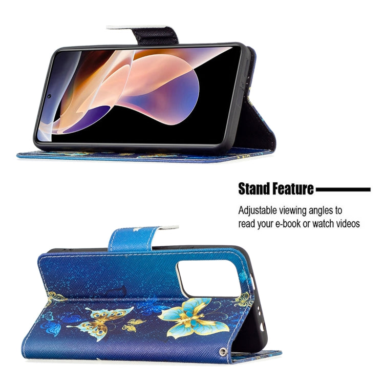 For Xiaomi Redmi Note 11 Pro / 11 Pro+ Colored Drawing Leather Phone Case(Gold Butterfly) - Xiaomi Cases by buy2fix | Online Shopping UK | buy2fix