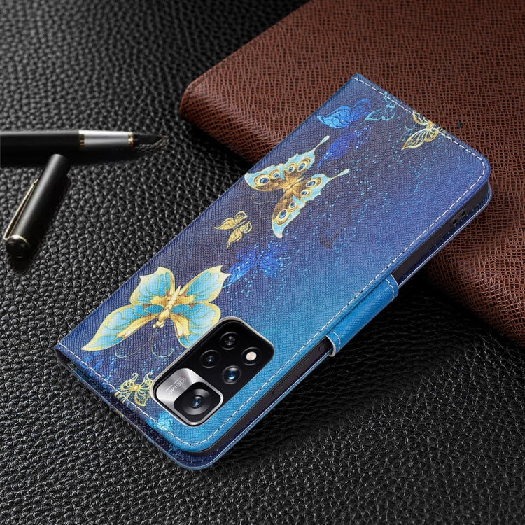 For Xiaomi Redmi Note 11 Pro / 11 Pro+ Colored Drawing Leather Phone Case(Gold Butterfly) - Xiaomi Cases by buy2fix | Online Shopping UK | buy2fix