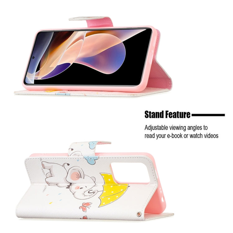 For Xiaomi Redmi Note 11 Pro / 11 Pro+ Colored Drawing Leather Phone Case(Umbrella Elephant) - Xiaomi Cases by buy2fix | Online Shopping UK | buy2fix