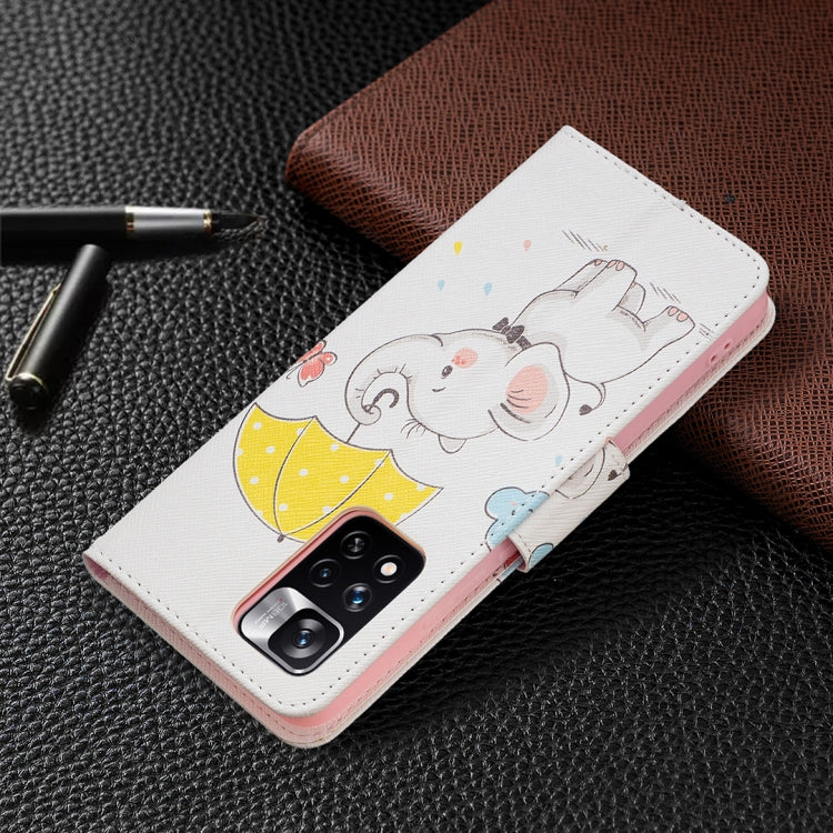 For Xiaomi Redmi Note 11 Pro / 11 Pro+ Colored Drawing Leather Phone Case(Umbrella Elephant) - Xiaomi Cases by buy2fix | Online Shopping UK | buy2fix
