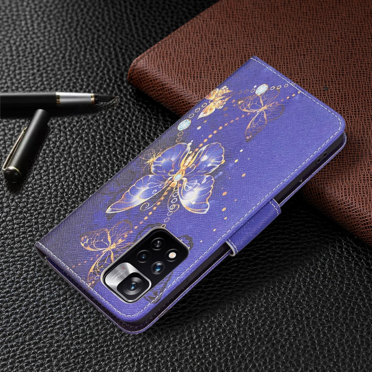 For Xiaomi Redmi Note 11 Pro / 11 Pro+ Colored Drawing Leather Phone Case(Purple Butterfly) - Xiaomi Cases by buy2fix | Online Shopping UK | buy2fix