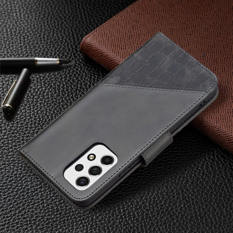 For Samsung Galaxy A53 5G Matching Color Crocodile Texture PU Leather Phone Case(Black) by buy2fix