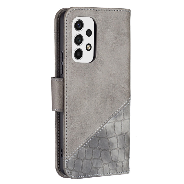 For Samsung Galaxy A53 5G Matching Color Crocodile Texture PU Leather Phone Case(Grey) - Galaxy Phone Cases by buy2fix | Online Shopping UK | buy2fix