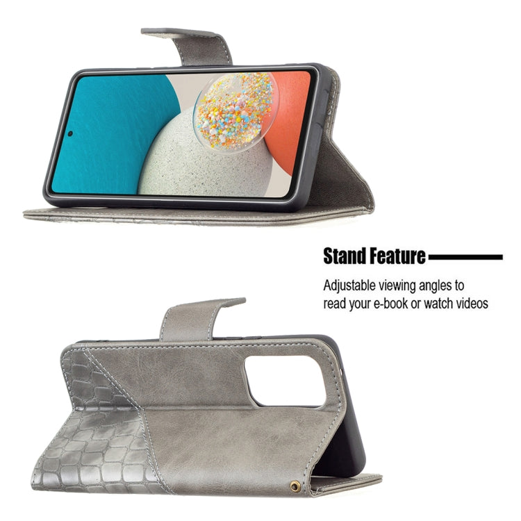 For Samsung Galaxy A53 5G Matching Color Crocodile Texture PU Leather Phone Case(Grey) - Galaxy Phone Cases by buy2fix | Online Shopping UK | buy2fix