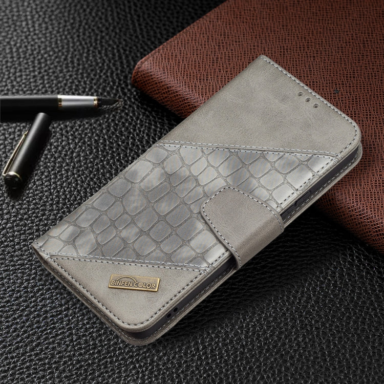 For Samsung Galaxy A53 5G Matching Color Crocodile Texture PU Leather Phone Case(Grey) - Galaxy Phone Cases by buy2fix | Online Shopping UK | buy2fix