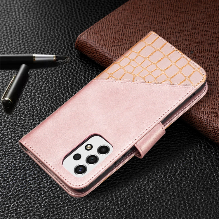 For Samsung Galaxy A53 5G Matching Color Crocodile Texture PU Leather Phone Case(Rose Gold) by buy2fix