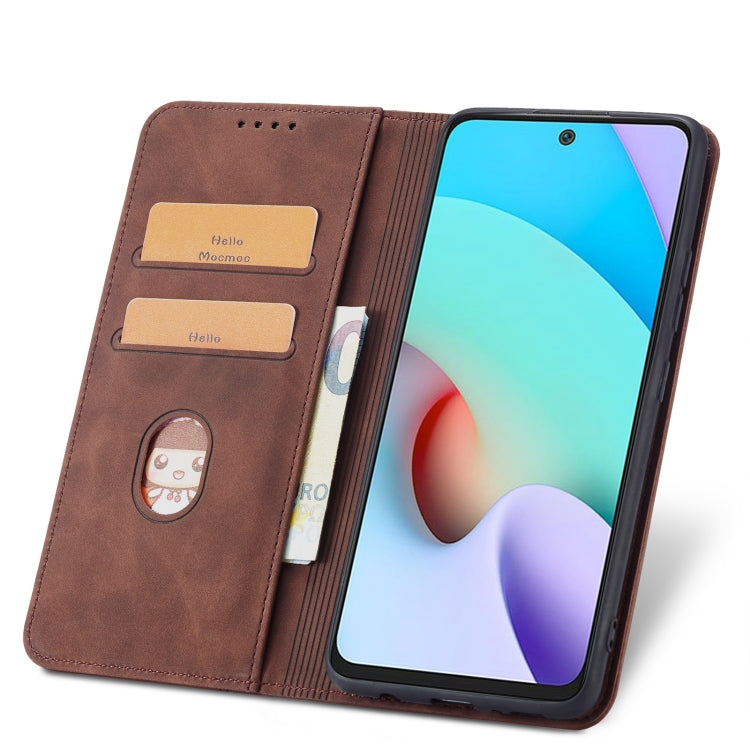 For Xiaomi Redmi 10 Magnetic Dual-fold Leather Phone Case(Coffee) - Xiaomi Cases by buy2fix | Online Shopping UK | buy2fix