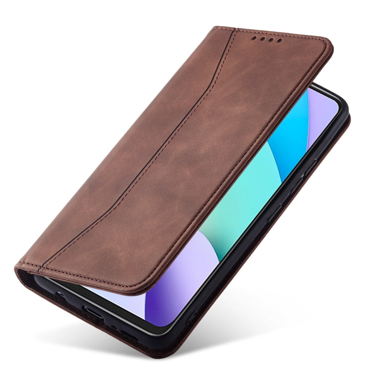 For Xiaomi Redmi 10 Magnetic Dual-fold Leather Phone Case(Coffee) - Xiaomi Cases by buy2fix | Online Shopping UK | buy2fix